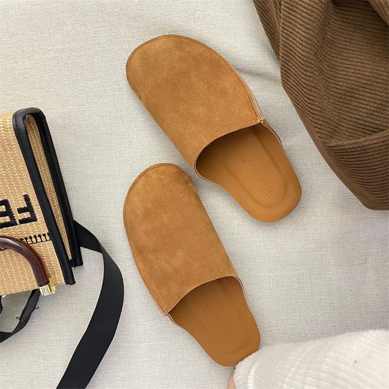 Echt Zacht Leren Slip-on Sandalen Pantoffels Dames 2024 Lente En Zomer Nieuwe Baotou Muller Borken Schoenen