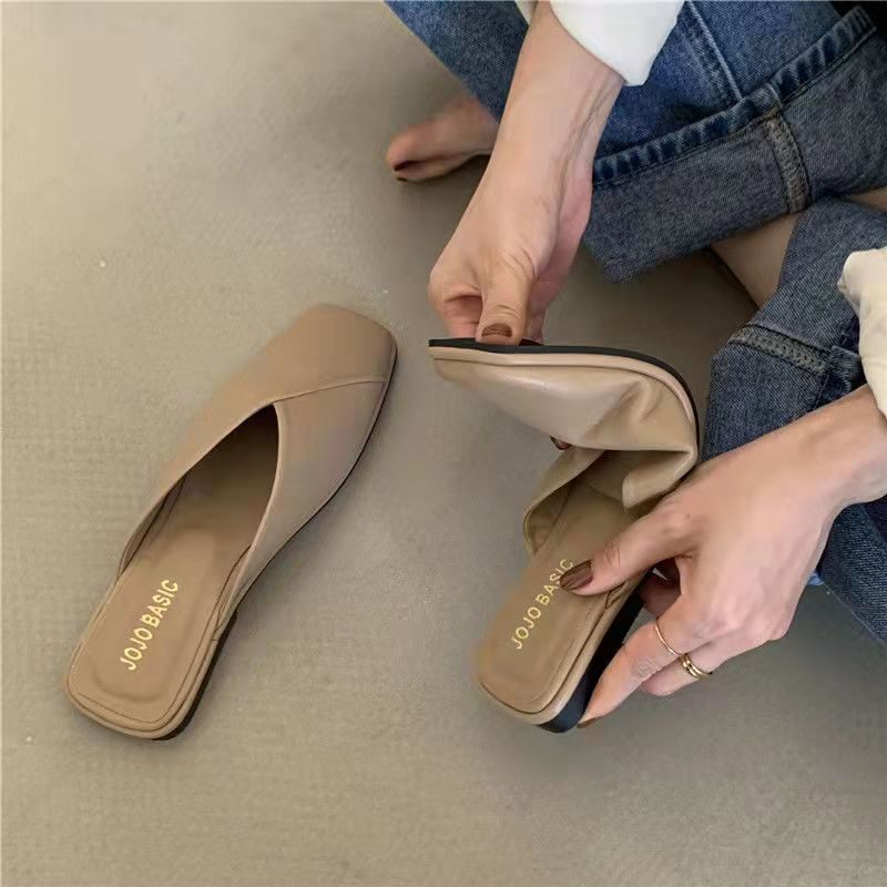 Half Bag Sandalen Slippers Baotou Vrouwen Nieuwe Vier Seizoenen Platte Zachte Bodem Muilezels