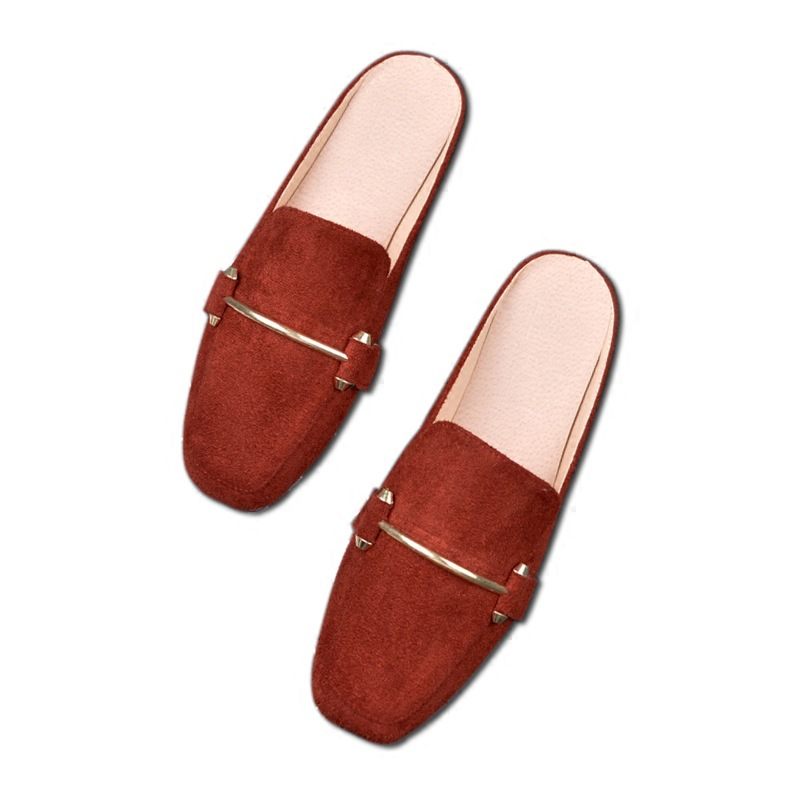 Lente En Herfst Platte Baotou Slippers Vrouwen Casual Vierkante Neus Muller Schoenen Grote Maat