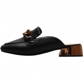 Nieuwe Vierkante Neus Muller Mode Temperament Medium Dikke Hak Baotou Sandalen Slippers Dames