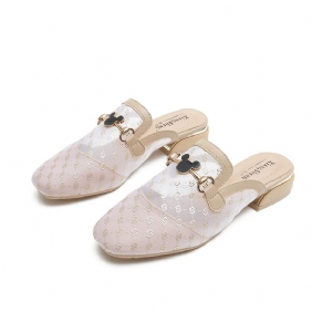 Slippers Dames 2024 Nieuwe Trendschoenen Zomer Mesh Ademende Platte Bodem Muller Zachte Baotou Slepen