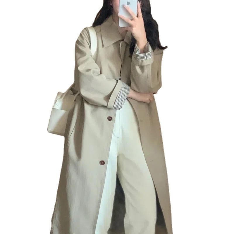 2024 Kaki Halflange Trenchcoat Voor Dames