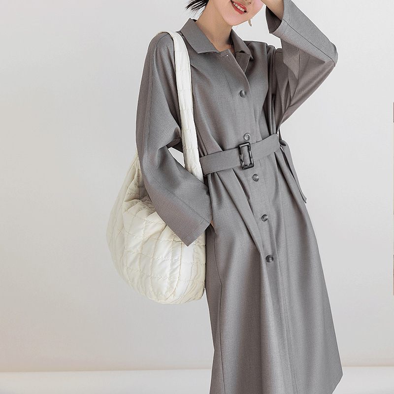 Dames Lange Trenchcoat Met Vetersluiting