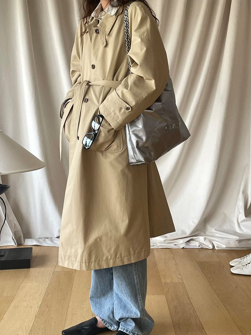 Dames Revers Trenchcoat 2024 Losse Single-breasted Jas