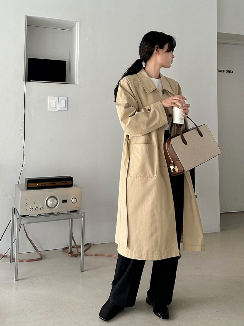 Dames Revers Trenchcoat 2024 Losse Single-breasted Jas