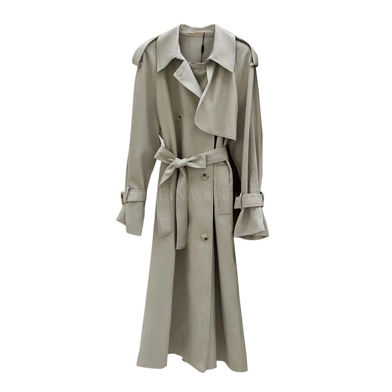 Dames Trenchcoat 2024 Double-breasted Revers Lange Jas