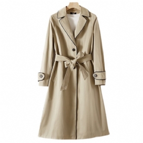 Trenchcoat Dames Lange Kaki Jas 2024