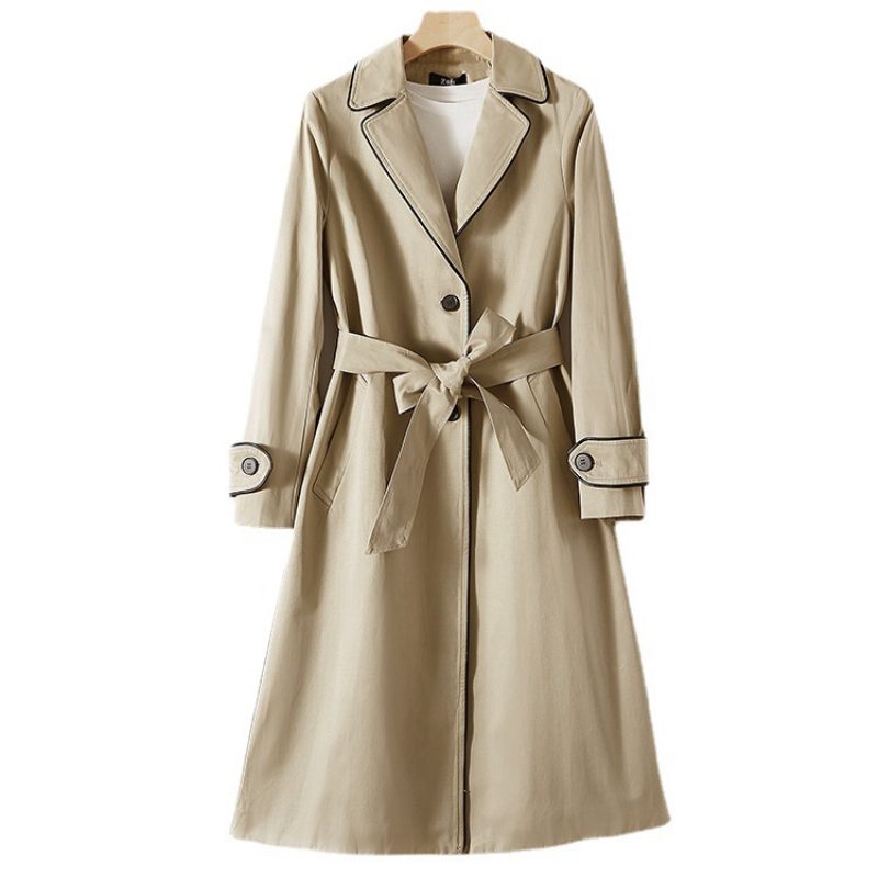 Trenchcoat Dames Lange Kaki Jas 2024