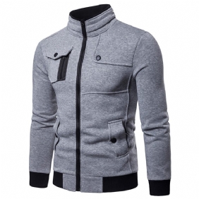 2024 Herenjack Met Opstaande Kraag Multi Pocket Sports Jacket Cardigan