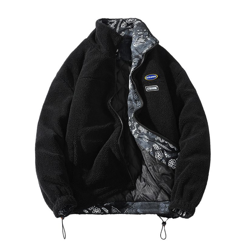 Nieuwe Jas Sherpa Fleece Jas Heren Staande Kraag Los Dikker Warm