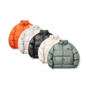 Winter Nieuwe Stijl Effen Kleur Glanzend Donsjack Casual Heren Korte Sectie Verdikte Brood Jas