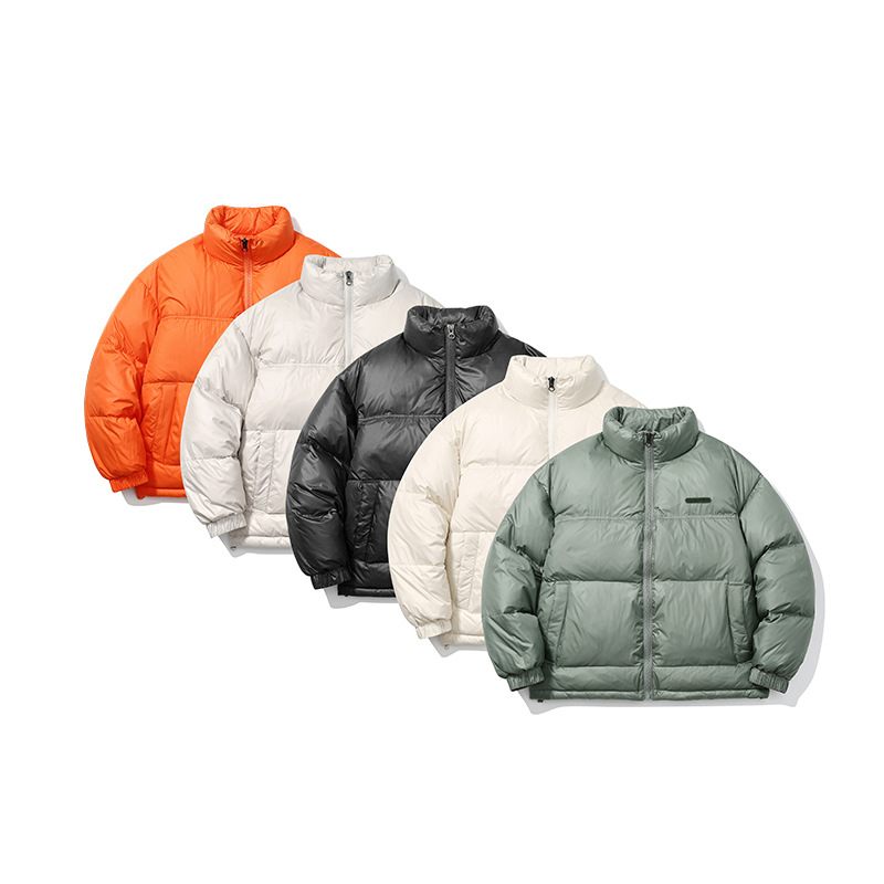 Winter Nieuwe Stijl Effen Kleur Glanzend Donsjack Casual Heren Korte Sectie Verdikte Brood Jas