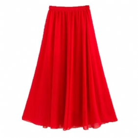 2024 Chiffon Dubbellaagse Rok Swing Rok Casual Strand Lange Rok