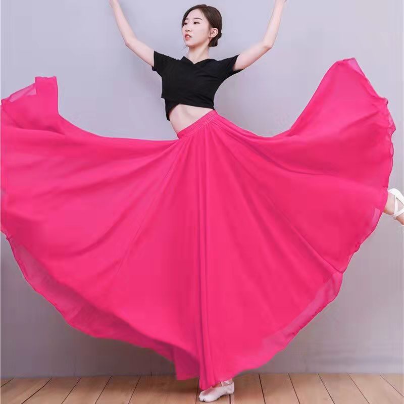 2024 Chiffon Dubbellaagse Rok Swing Rok Casual Strand Lange Rok