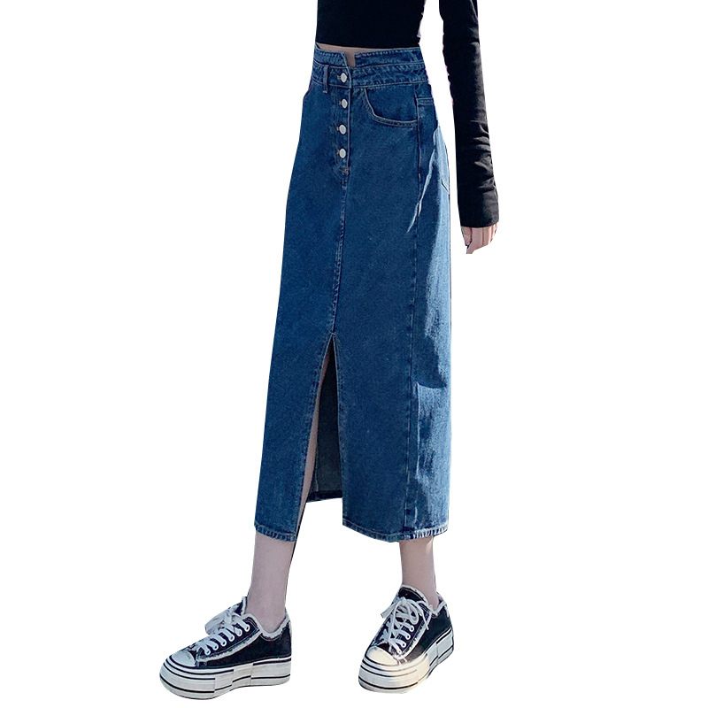 2024 Hoge Taille Denim Rok Dames Temperament Halflange Retro