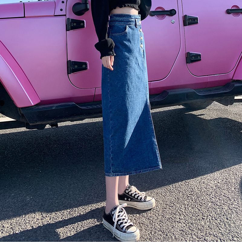 2024 Hoge Taille Denim Rok Dames Temperament Halflange Retro