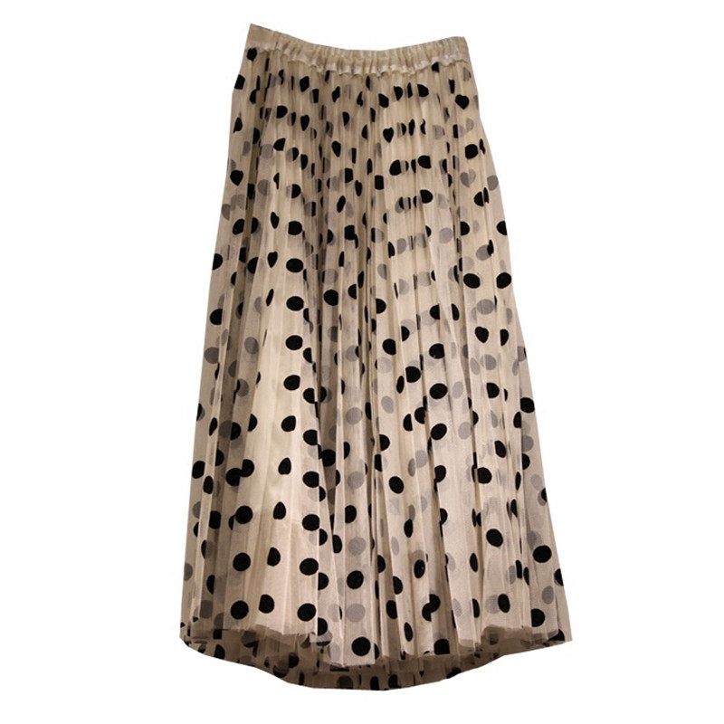 2024 Mesh Polka Dot Puffy Rok Westerse Stijl Hoge Taille