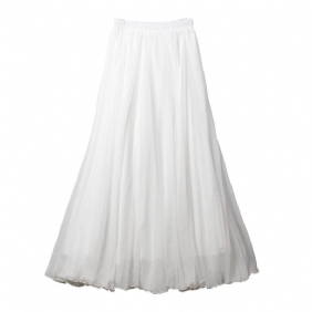 Chiffon Rok Hoge Taille Effen Kleur Grote Swing Lange Rok Strand Rok