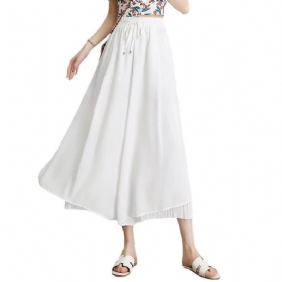 Chiffon Temperament Wijde Pijpen Rok Vrouwen Hoge Taille Mode Negen Punten Dunne Rok Rok