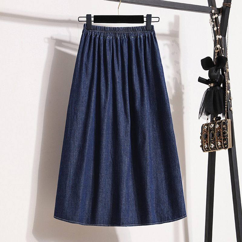 Denim Rok Met Hoge Taille Voor Dames Losse Rugsplit Halverwege De Lengte