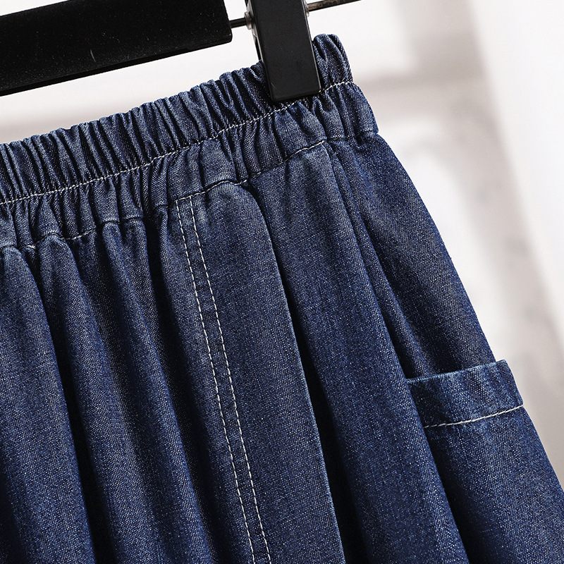 Denim Rok Met Hoge Taille Voor Dames Losse Rugsplit Halverwege De Lengte