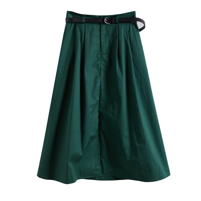 Halflange Casual Rok Met Hoge Taille In Effen Kleur