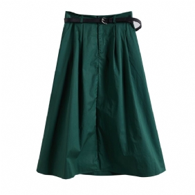 Halflange Casual Rok Met Hoge Taille In Effen Kleur