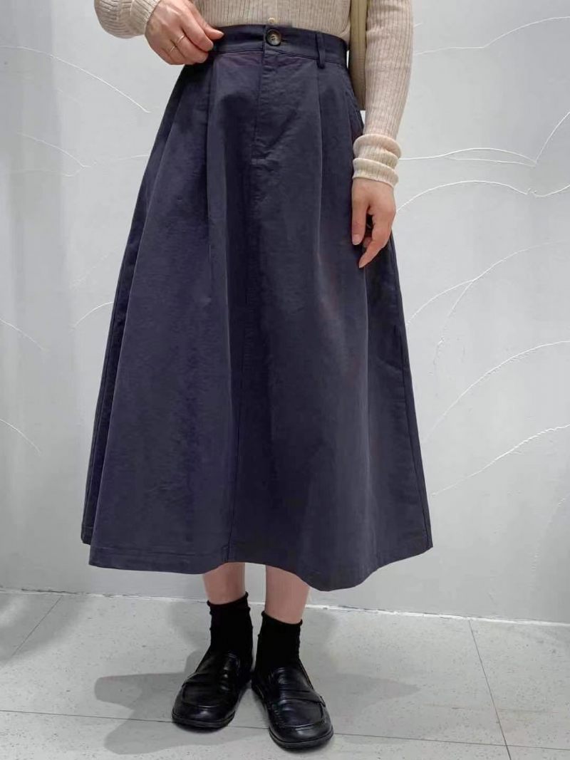 Halflange Casual Rok Met Hoge Taille In Effen Kleur