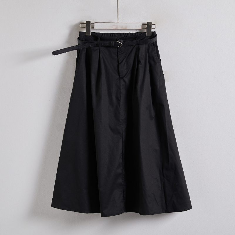 Halflange Casual Rok Met Hoge Taille In Effen Kleur