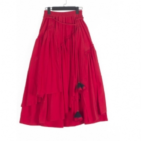 Katoenen Linnen Rok Effen Kleur Retro Grote Swing Rok Plooirok