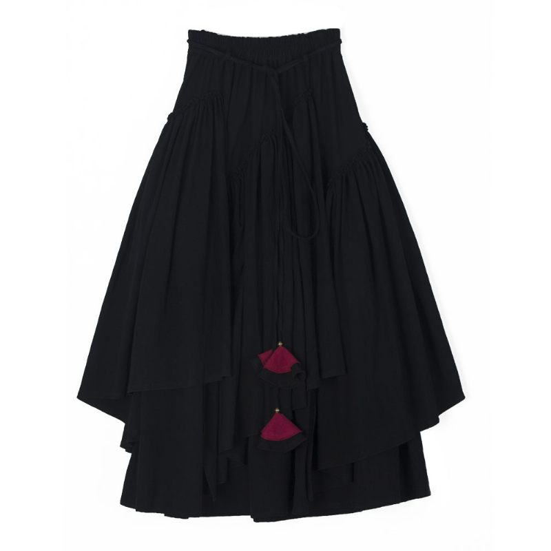 Katoenen Linnen Rok Effen Kleur Retro Grote Swing Rok Plooirok