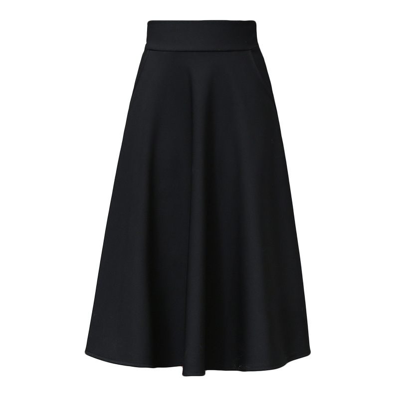 Pocket Knie Lange Rok Hoge Taille Temperament Rok