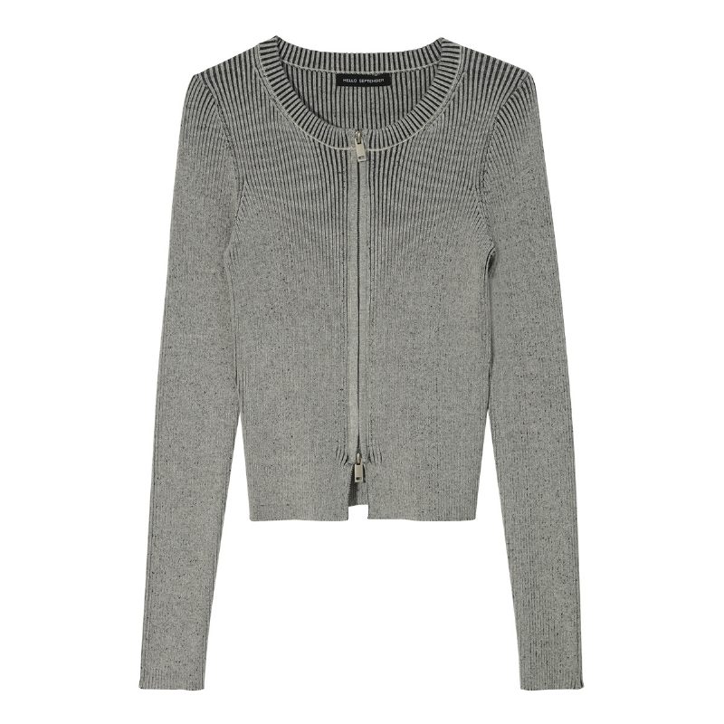 2024 Katoenen Cardigan Zip Knit Sweater Dames Ronde Hals Gemengde Kleur