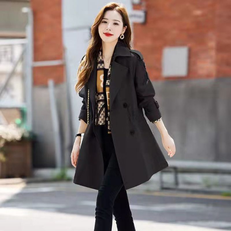 Dames Trenchcoat Short 2024 Khaki Loose Coat Trend