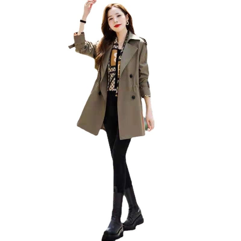 Dames Trenchcoat Short 2024 Khaki Loose Coat Trend