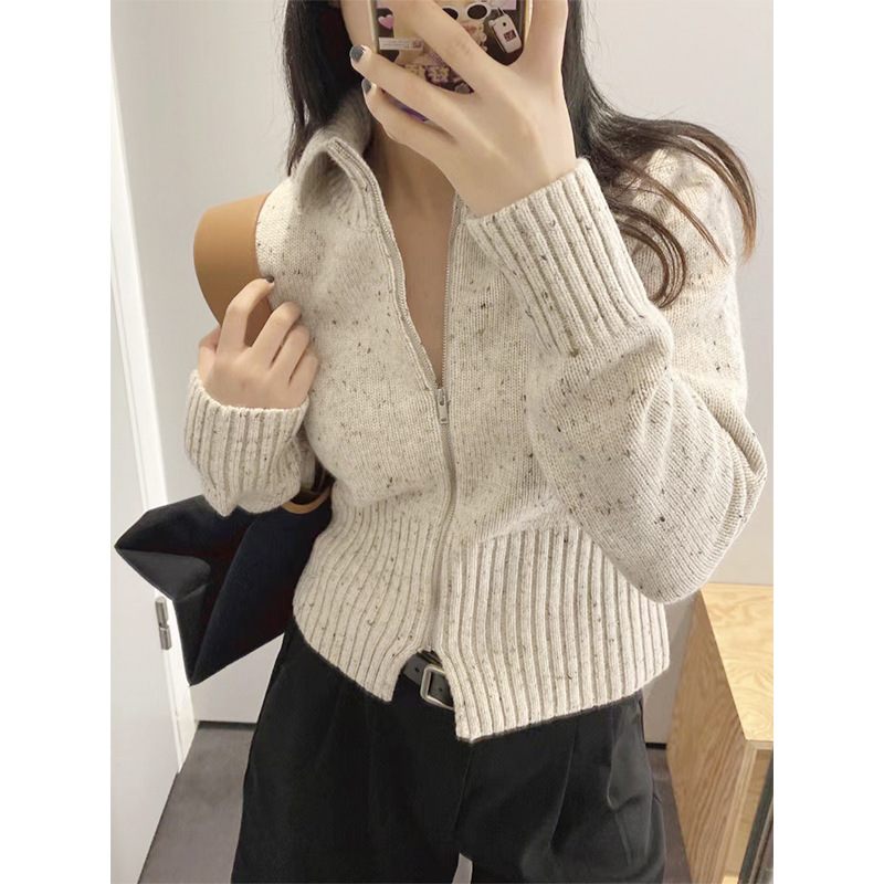 Slim Fit Cropped Coat Beige 2024 Dames Casual Tops