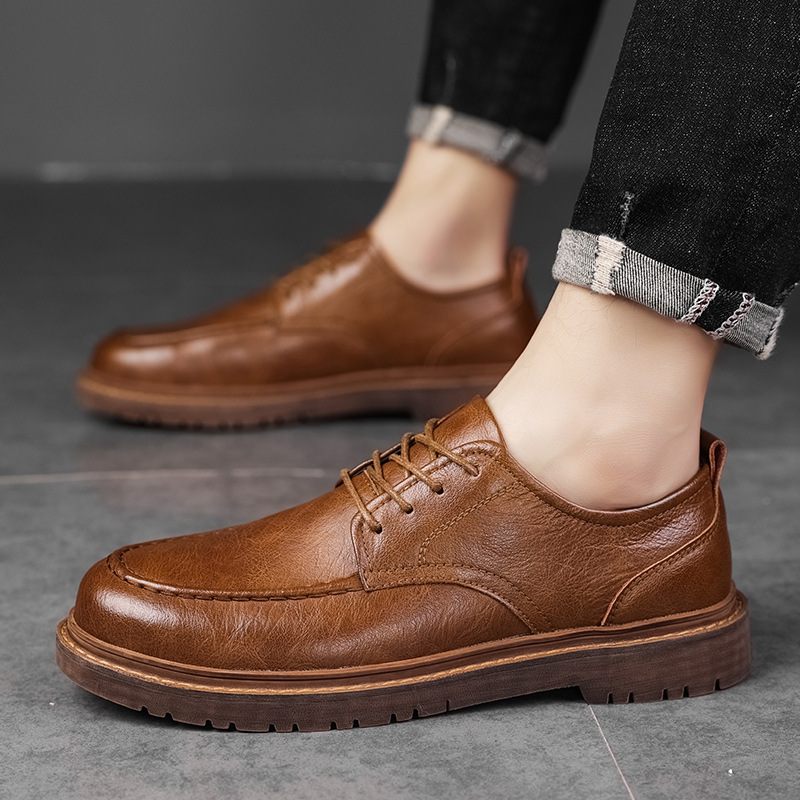 2024 Lente Nieuwe Mode Geklede Schoenen Brogue Heren Casual Retro Lederen Martin Laarzen