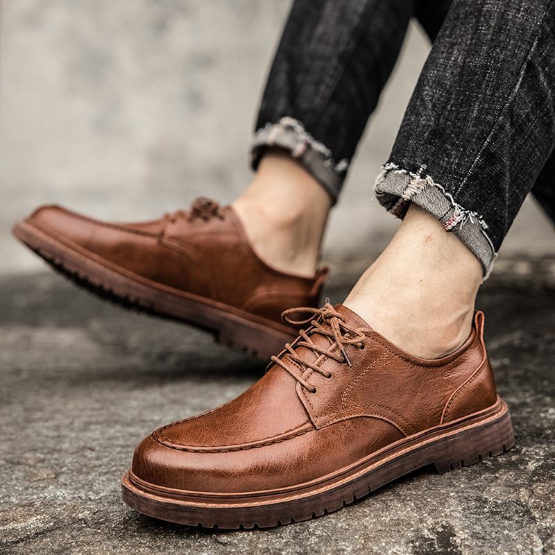 2024 Lente Nieuwe Mode Geklede Schoenen Brogue Heren Casual Retro Lederen Martin Laarzen