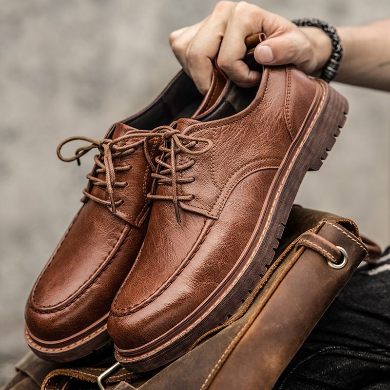 2024 Lente Nieuwe Mode Geklede Schoenen Brogue Heren Casual Retro Lederen Martin Laarzen