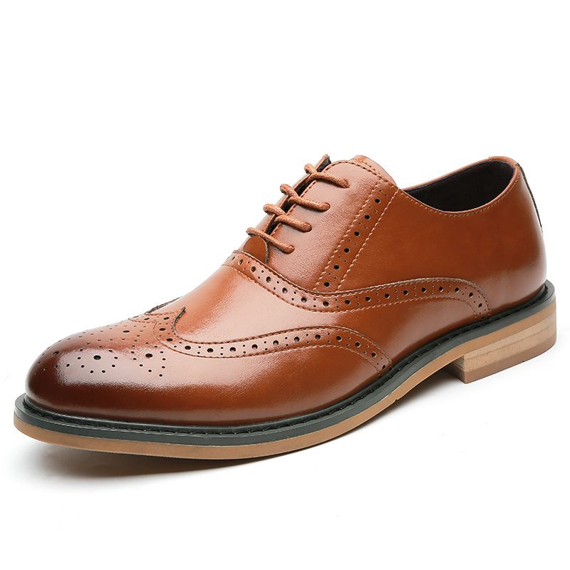 2024 Nieuwe Casual Business Geklede Schoenen Heren Brogue Trend Mode Platte