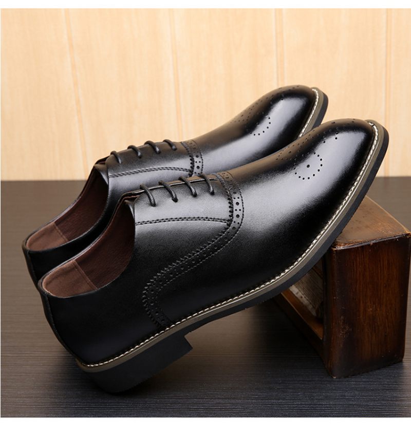 Brogue Schoenen Gesneden Heren Geklede Zakelijke Derby Herenschoenen Handgemaakte Puntige Retro Trouwschoenen Trendy