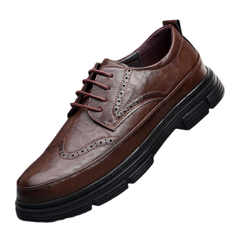 Brogue Schoenen Heren Formele Kleding 2024 Nieuwe Business Casual Herenschoenen Echt Leer Enkele Voering