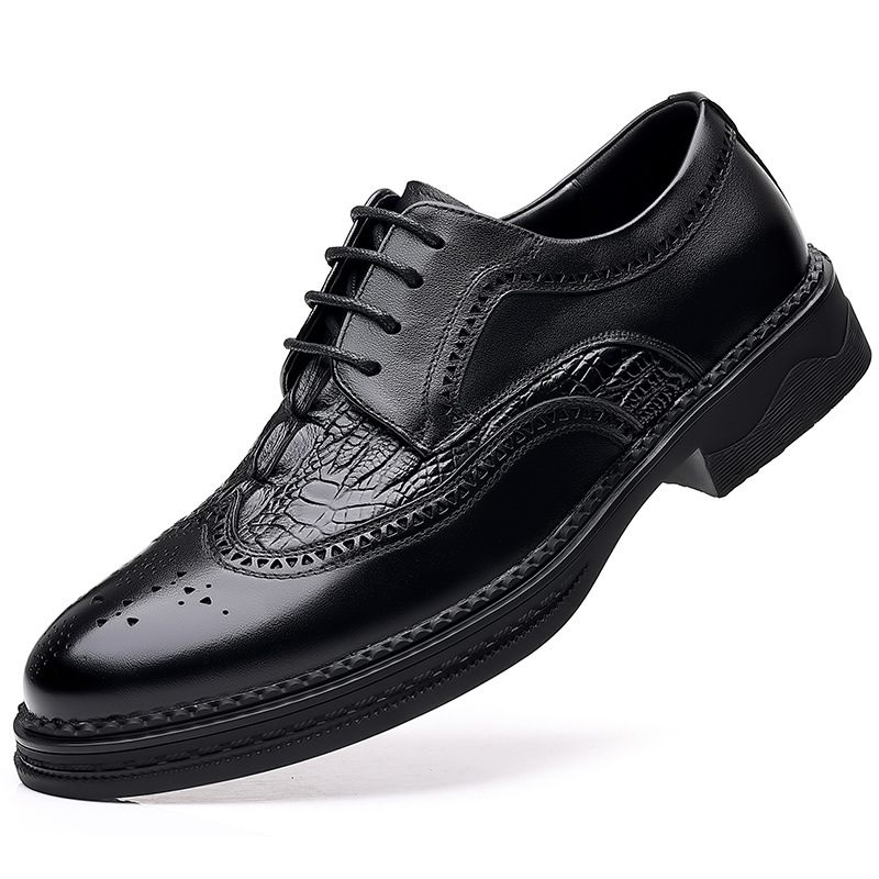 Brogue Schoenen Heren Lederen Zakelijke Formele Jurk Gesneden Veter Ademend Trendy Oxford