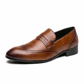 Brogue Schoenen Herenschoenen Slip-on Ademende Trendy Jeugd Zakelijke Vrijetijdskleding Puntige Erwten