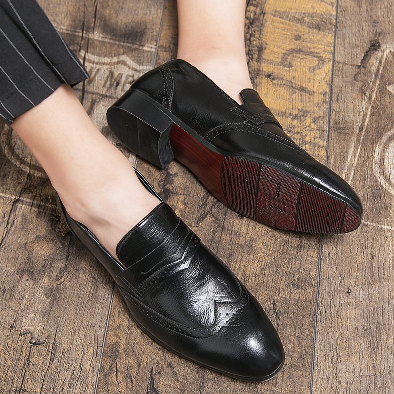 Brogue Schoenen Herenschoenen Slip-on Ademende Trendy Jeugd Zakelijke Vrijetijdskleding Puntige Erwten