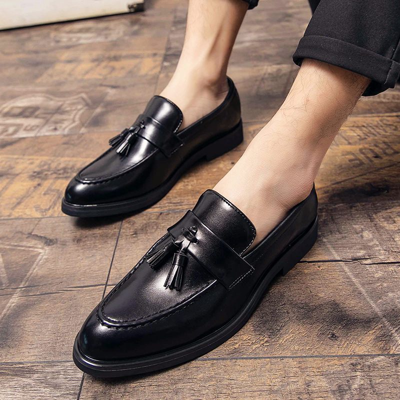 Brogue Schoenen Herenschoenen Slip-on Ademende Trendy Jeugd Zakelijke Vrijetijdskleding Puntige Erwten