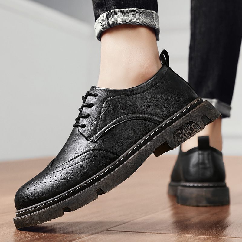 Brogue Schoenen Martin Laarzen Low-top Geklede Zwart Heren Lente Tooling Herenschoenen Casual Klassiek Vier Seizoenen