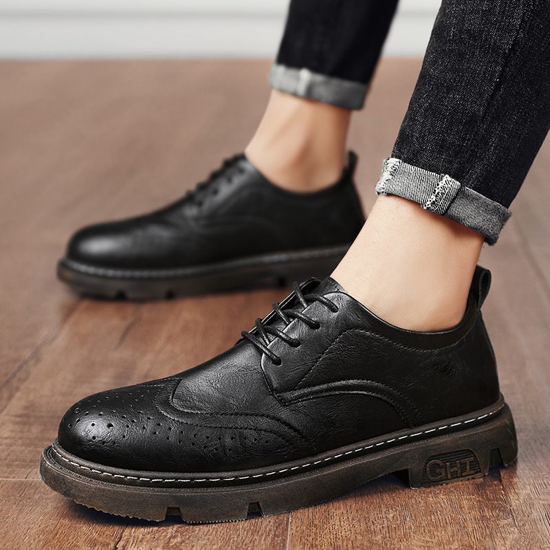 Brogue Schoenen Martin Laarzen Low-top Geklede Zwart Heren Lente Tooling Herenschoenen Casual Klassiek Vier Seizoenen