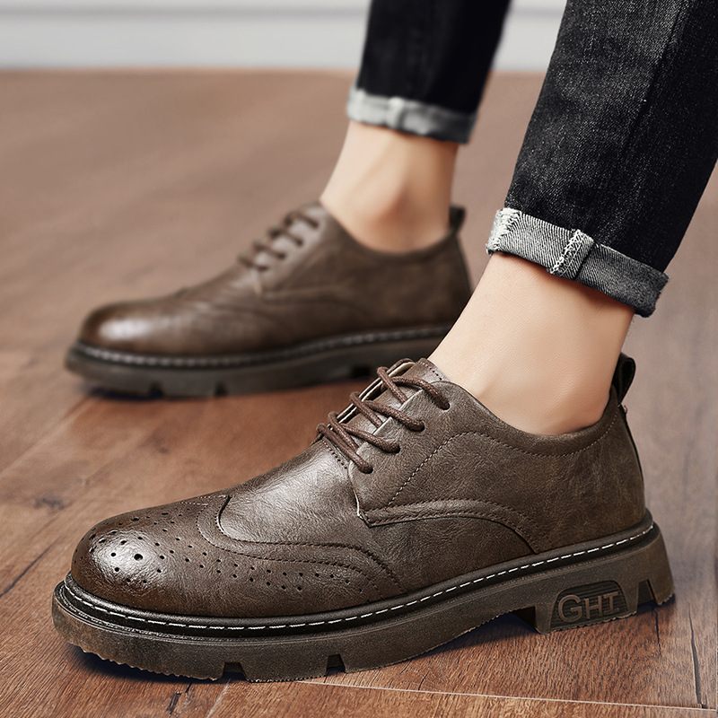 Brogue Schoenen Martin Laarzen Low-top Geklede Zwart Heren Lente Tooling Herenschoenen Casual Klassiek Vier Seizoenen