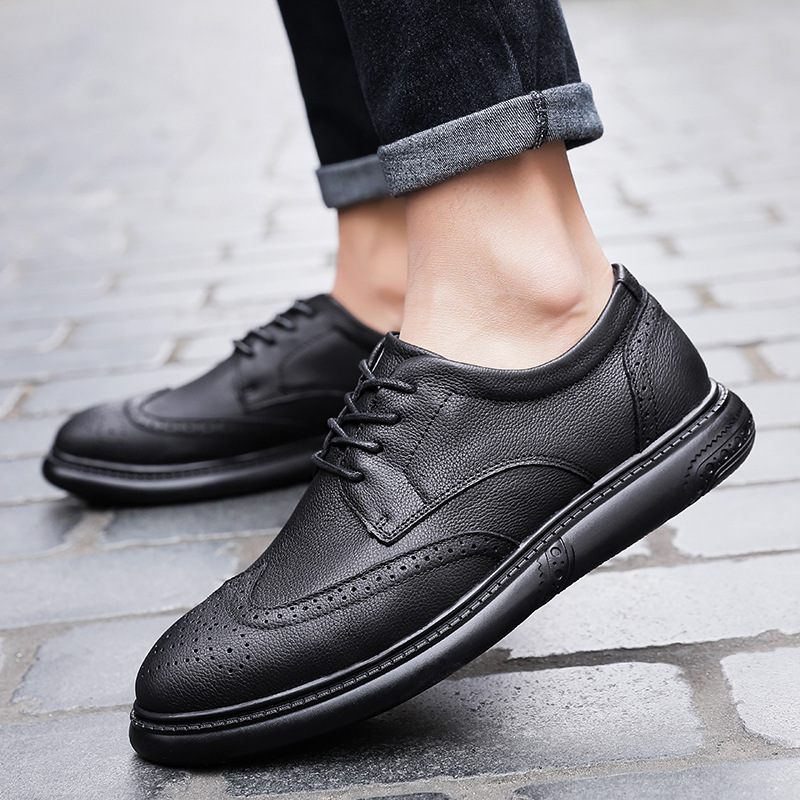 Brogue Schoenen Trendy Herenschoenen Leren Vrijetijdsschoenen Dikke Zolen Geklede Uitgesneden Zakelijke Groot Formaat